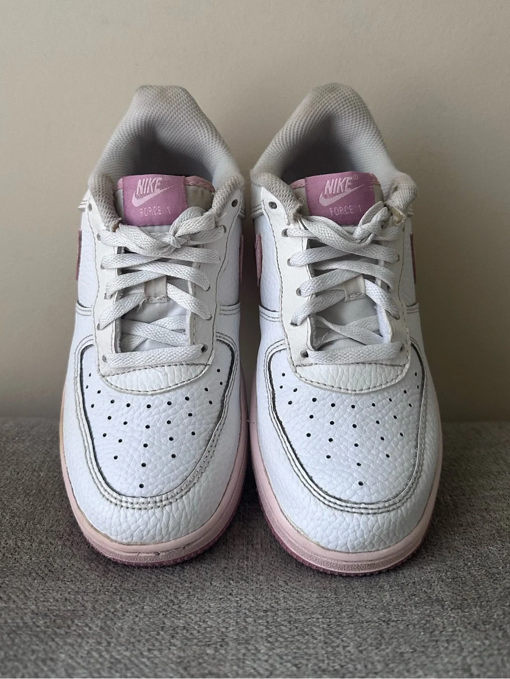 Nike White Sneakers with Pink Accents